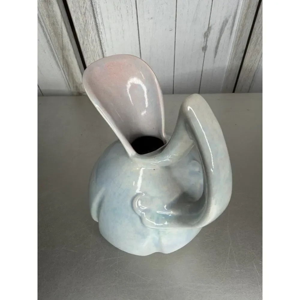 Vintage Conder Water Pitcher Vase Figurine Decor Light Blue Pink